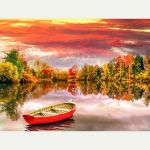 DIY Teemantmaal Maastik J&auml;rve paat Teemantmaal Ristpistes Rhinestone Mosaiic Decor 20X30CM