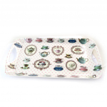 Les Tr&eacute;sors De Lily [N4291] - Plateau &agrave; cake 'Tea Time' blanc multicolore - 40. 5x20. 5 cm valge