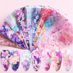 10 Flower Transfer Manik&uuml;&uuml;r Decor Nail Foil Nail Art kleebised Holograafilised kleebised