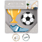 Les Tr&eacute;sors De Lily [R1061] - puidust konksude kolmik 'Football' kollane sinine valge must - 7x9 cm - 7,5 cm ja 9x3. 5 cm kollane