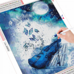 Teemantmaalikomplekt Maastikuviiul 5D Teemanttikandid Teemanttikandid Liblikad Kuu pildid kividest K&auml;sitsi valmistatud kingitus Full Round (20X30CM)