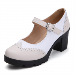 Naiste Mary Jane Pumps Ehtsast nahast lambanahast k&otilde;rged kontsad Elegantsed Retro kandilised &uuml;mara varba platvormiga naiste kingad 42 beež