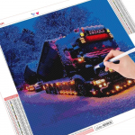 HUACAN 5D teemantmaalimise veoauto lumekivist kivikomplekti m&uuml;&uuml;k Teemanttikandid maastik Talvine pilt kividest kodukaunistusest Full Square 20*20 cm