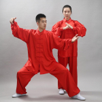 2 tk/komplekt Unisex n&ouml;&ouml;biga plekiga s&auml;rk lahti &uuml;hev&auml;rviline hiina traditsiooniline tai chi &uuml;likond kung fu kandma meeste riideid XXL punane