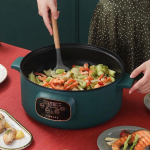 Elektriline keedupott Majapidamises kasutatav multifunktsionaalne riisi keedupott Elektriline praepott V&auml;ike elektripott Kohtumise aeg 22CM EU PLUG