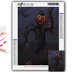 Teemantmaal Halloween hirmutav k&otilde;rvitsapea mees tikand Ristpistes kivist kodukaunistus Full Round 20X30CM