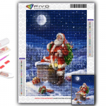 Teemantmaaling j&otilde;ulupuu J&otilde;uluvana lumememm Tikand Ristpistes Rhinestone kodukaunistus Full Round 20X30CM