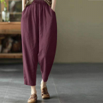 Naiste suvised vabaaja vabad haaremip&uuml;ksid elastne v&ouml;&ouml;koht puuvillane linane &otilde;hukesed p&uuml;ksid &uuml;heksandad p&uuml;ksid suures suuruses S