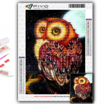 Teemanttikandid Loomade &ouml;&ouml;kull 5D DIY Teemantmaal Ristpistes Rhinestone Full Round 20X30CM