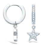 Les Tr&eacute;sors De Lily [R1720] &ndash; h&otilde;bedased k&otilde;rvar&otilde;ngad 'Une Etoile est N&eacute;e' h&otilde;bevalged (roodiumiga kaetud) - 12mm-7x7mm valge