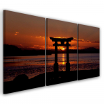 Kolmeosalise pildiga l&otilde;uenditr&uuml;kk Torii Gate at Sunset 60x40 oranž