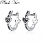 Black Awn Black Stone Heart Shape Ehted Hoop k&otilde;rvar&otilde;ngad naistele