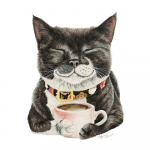 Hommikukohvi joomine Naeratus Loomad Alpaka Kass Karu Hunt Tiiger Punane Rebane Kohvitass Akvarellmaal Naljakas l&otilde;uend Plakatid Kunstpildid Kodukaunistus 50x70cm No Frame punane