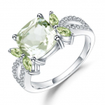 Gb 3 .47 ct naturaalne roheline Prasiolite amet&uuml;st s&otilde;rmus 925 naelsterlingit kihlas&otilde;rmused naistele peened ehted 8