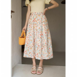 Mishow naiste seelikud suvised 100% puuvillased lillelised elegantsed prantsuse stiilis moodsad tulbi seeria elastsed v&ouml;&ouml;rihmad, A-line seelik MXC38B0072 S