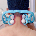 4/6 rullide manuaalne kaelamasseerija &otilde;lg Emakakaela l&uuml;lisamba s&otilde;tkumise massaažipunkti surveteraapia keha l&otilde;dvestamiseks valu leevendamiseks tervisemassaaži t&ouml;&ouml;riist 4 balls sinine