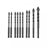 10 tk YG8 karbiidist nelja servaga Crossdrill otsikute komplekt marmorist keraamiliste plaatidega seina telliskivi aukude puurimine must