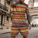 Mood vabaaja l&uuml;hikeste varrukatega T-s&auml;rgid L&uuml;hikesed r&otilde;ivad Meeste 2023 Hipsteri t&auml;navar&otilde;ivad Vintage tr&uuml;kitud linnapealsed meeste suvised kaheosalised komplektid XL