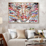Abstraktne v&auml;rviline naine plakat P&otilde;hjamaade seinakunst, l&otilde;uend maalijoon, portreepilt HD-print elutoa kodu kaunistamiseks 20cm&times;40cm No Frame