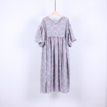 MOJTA naiste puuvillane suvine plusssuuruses pikk seelik, lilleline vaba tr&uuml;kiga kleit one size roosa