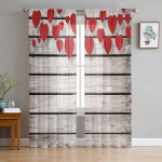 Punased poksikindad vastu puidust seina t&uuml;llkardinad elutoa sisekujunduseks, l&auml;bipaistev l&auml;bipaistev aknakardin 1 PCS W100XH250cm