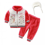 3 tk/komplekt korallifliisist talveriided vasts&uuml;ndinud poisile ja t&uuml;drukule vabaaja komplekt spordiriided kapuuts t&otilde;mblukk soojad r&otilde;ivad 62