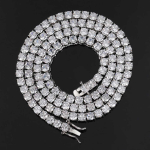 Ehted Iced Out Tennis Chain Meeste Teemant-kuubik Tsirkooniumoksiidist kaelakee Naistele Width 6mm +Chain 55cm gray