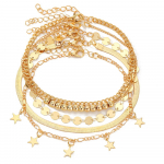 Star Snake kett jalav&otilde;ru 5 t&uuml;kki peo &ouml;&ouml;klubi Luksuslikud aksessuaarid Ehted Kingitus Mitmekihiline jalav&otilde;ru 5 t&uuml;kki kuldkett Naiste Seksikad aksessuaarid kuld