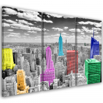 Kolmeosalise pildiga l&otilde;uenditr&uuml;kk New York City Colorful Panorama 60x40 mitmev&auml;rviline