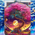 5D teemantmaal T&auml;ielik teemant roosa puu palee teemantmaaling k&auml;sitsi valmistatud teemantmosaiikmaal kodukaunistus Full Round 30X40CM