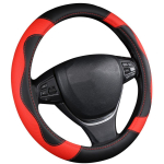 Motocovers Car Anti-Slip Leather Steering wheel Cover Universal car Steering Wheel Protective Cover Fashion Style 38cm 1501 black black