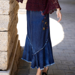 Johnature suvine naiste moe &uuml;hev&auml;rviline vintage splaissimine ebaregulaarne kauboi seelik tikandid ni&scaron;idisain seelik M