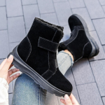 Naiste talve pluss lumesaapad Velcro Mid Help soojad puuvillased suured kingad 36 must