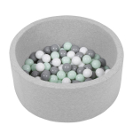 Selonise pehme pallibassein 70x30cm/150 palli &uuml;mmargune v&auml;ikelapse vaht, helehall:valge/hall/m&uuml;nt 70x30cm/150 balls
