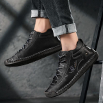 Meeste nahast saapad suured kingad 38-48 k&auml;sitsi valmistatud meeste PU-nahast kingad Pehme tallaga vabaajajalatsid 38 must