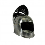 Halloweeni keskaegne Great Bascinet kiiver K&auml;sitsi sepistatud sca jousting r&uuml;&uuml;tlisoomus