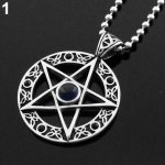 Unisex Vintage Hollow Pentacle Pentagram Star Circle tsink-tina v&otilde;lu kaelakee must
