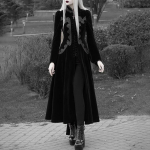 Moodne naiste pikkade varrukatega keskaegne keebimantel gooti stiilis Steampunk viktoriaanlik trepimantel T&otilde;mblukuga sametjakk XXL must