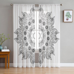Lillelised jooned Toti tekstuuriga t&uuml;llkardinad elutuppa L&auml;bipaistev kardin magamistuppa Voile Dekoratiivsed aknakatted 135W x 114H(cm)