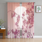 Jaapani stiilis Sakura Sheer Voile Aknakardinad T&uuml;llkardinad Elutoa R&otilde;du kaunistus kardinad 135W x 114H(cm)