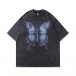 Puuvillane Butterfly Prinditud Meeste Kaelus Suur Meeste T-s&auml;rgid Vabaaja l&uuml;hikeste varrukatega topid XXL must