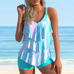 Naiste &otilde;lapaeltega ujumistrikoo kahekihiline Lotus Leaves Print Bikiinid Tankini ujumistrikoo S valge