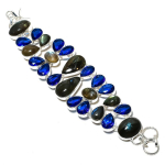 Looduslik labradoriit, sinine topaas v&auml;&auml;riskivi 925 sterlingh&otilde;be k&auml;ev&otilde;ru 7-8 H4r05