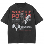 2024 Streetwear Uudised Power Graphic Unisex T-s&auml;rk Puuvillane Pestud Must Ts&auml;rk Unisex Topid Tees Suvine l&uuml;hikeste varrukatega T-s&auml;rk S must
