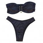2 tk/komplekt naiste suvine bikiinide komplekt, &otilde;lgadeta, satiinist elastne, kiirelt kuivav polsterdatud juhtmevaba kuumaveeallikaga ujumiskost&uuml;&uuml;m Naiste ujumisriided ujumistrikoo M must