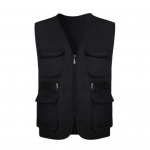 Meeste vest Mitme taskuga Kardigan &Uuml;hev&auml;rviline hingav V-kaelusega t&ouml;&ouml;riided Lihtne stiil Varrukateta Slim Fit Meeste vest t&ouml;&ouml;ks 2XL must
