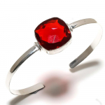 Natural Mozambique Garnet Gemstone 925 Sterling Silver Cuff Bangle Adj. w4d69