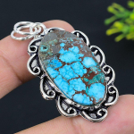 Naturaalne Tiibeti t&uuml;rkiissinine v&auml;&auml;riskivi 925 Sterling h&otilde;be ripats 2,29 w5I18