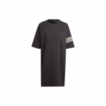 Adidas Originals Trefoil Triibuline &Uuml;mmarguse Kaelusega Sirge L&otilde;ikega L&uuml;hikeste Varrukatega Kleit Naiste Kleit Must HM1773 XS