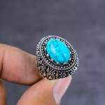 Natural Turquoise Gemstone Handmade 925 Sterling Silver Gift Ring Size 6.5 f4j01